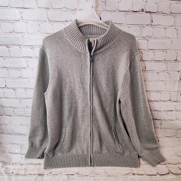 L.L. Bean Mens 2XL Full Zip Grey Cardigan Pockets Academia Grandpa - Picture 1 of 13